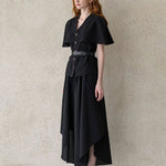 Waves hem wide-leg culottes black - fasfas