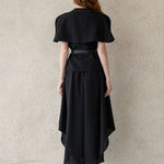 Waves hem wide-leg culottes black - fasfas