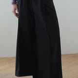 Wide slacks set-up pants black