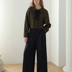 Wide slacks set-up pants black - fasfas