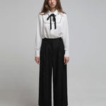 Wide slacks set-up pants black - fasfas