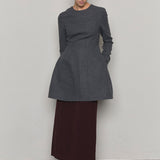Wool blended hourglass dress gray