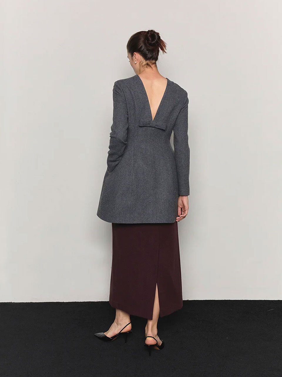 Wool blended hourglass dress gray - fasfas