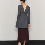 Wool blended hourglass dress gray - fasfas