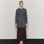 Wool blended hourglass dress gray - fasfas