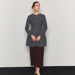Wool blended hourglass dress gray - fasfas