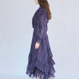 Wrap style asymmetric pleats long dress dark gray - fasfas