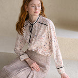 Flower pattern frill blouse