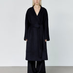 Nouvel collarless wool coat dark navy - fasfas