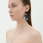 Square funky dramatique earrings(clip-on earrings) - fasfas