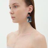Square funky dramatique earrings(clip-on earrings) - fasfas