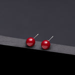 10mm red pearl core earrings(clip-on earrings) - fasfas