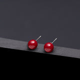 10mm red pearl core earrings(clip-on earrings) - fasfas