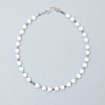 Somewhere between grey and white pearl necklace (8mm) [unisex] - fasfas