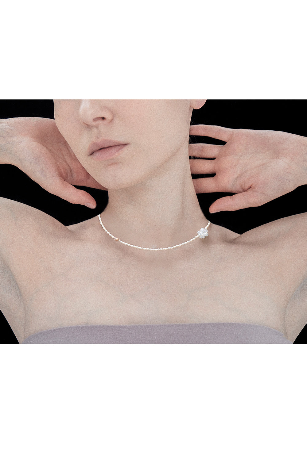 Petit freshwater pearl necklace (2.5mm twoedgy) - fasfas
