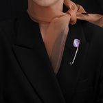 Amethyst safety pin brooch - fasfas