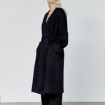 Nouvel collarless wool coat dark navy - fasfas