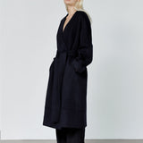 Nouvel collarless wool coat dark navy - fasfas