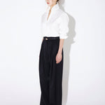 Lea pants with leather belt dark navy - fasfas
