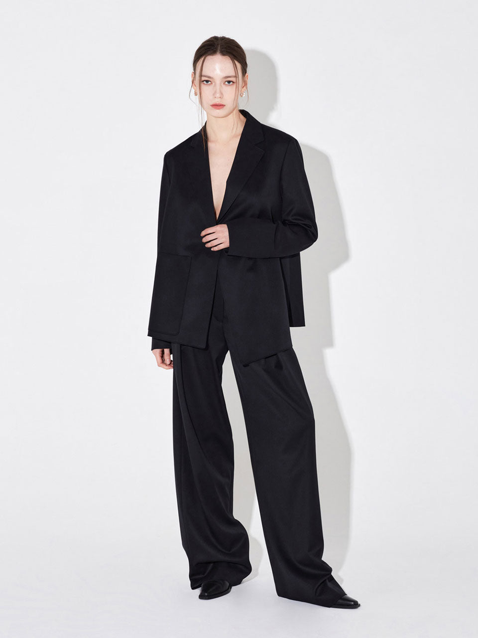 Marion asymmetrical relaxed jacket dark navy - fasfas