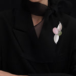 Chic leaf brooch pink - fasfas