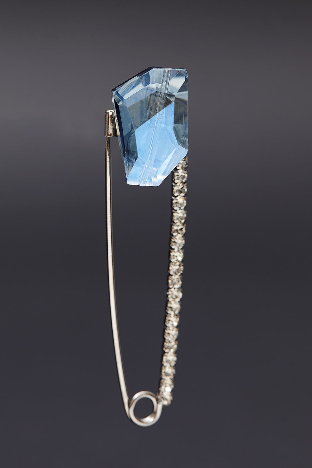 Blue crystal safety pin brooch - fasfas
