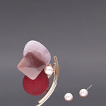 Mignon brooch+earrings set burgundy - fasfas