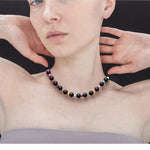 Rainbow matte onyx necklace (10mm) - fasfas