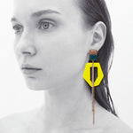 Geometric funky earrings yellow(clip-on earrings) - fasfas