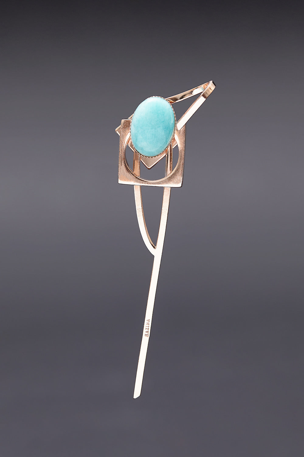 Amazonite theoria brooch rosegold - fasfas
