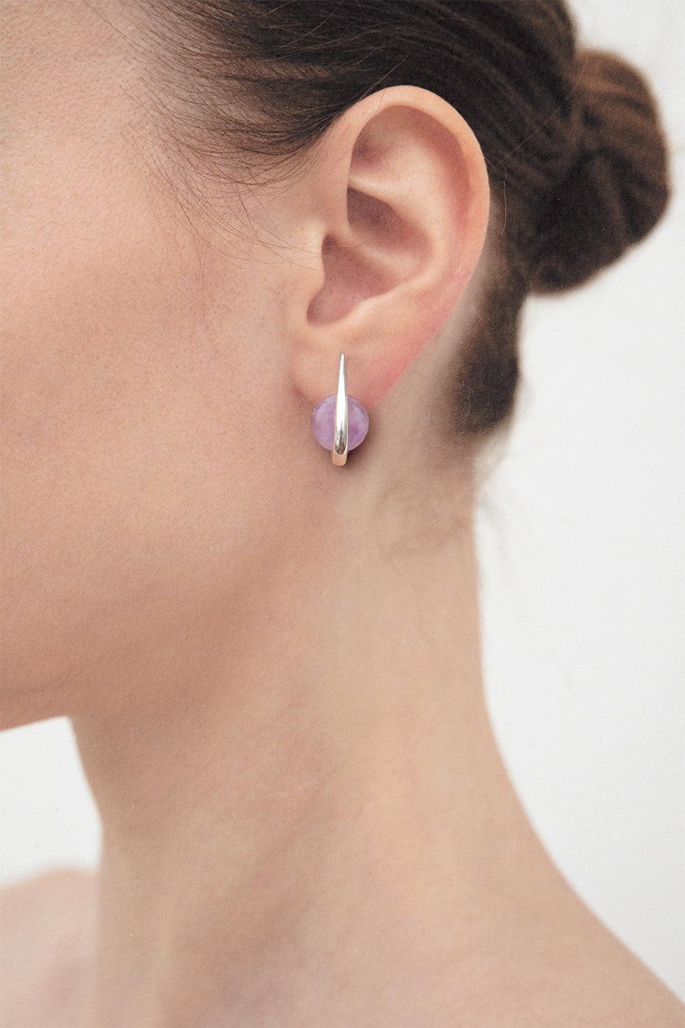 Lavender amethyst oval hoop earrings - fasfas