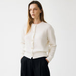 Boucle cardigan ivory – italy cashmere 90% - fasfas