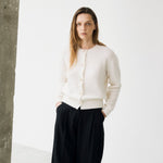 Boucle cardigan ivory – italy cashmere 90% - fasfas