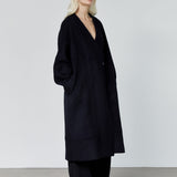 Nouvel collarless wool coat dark navy - fasfas