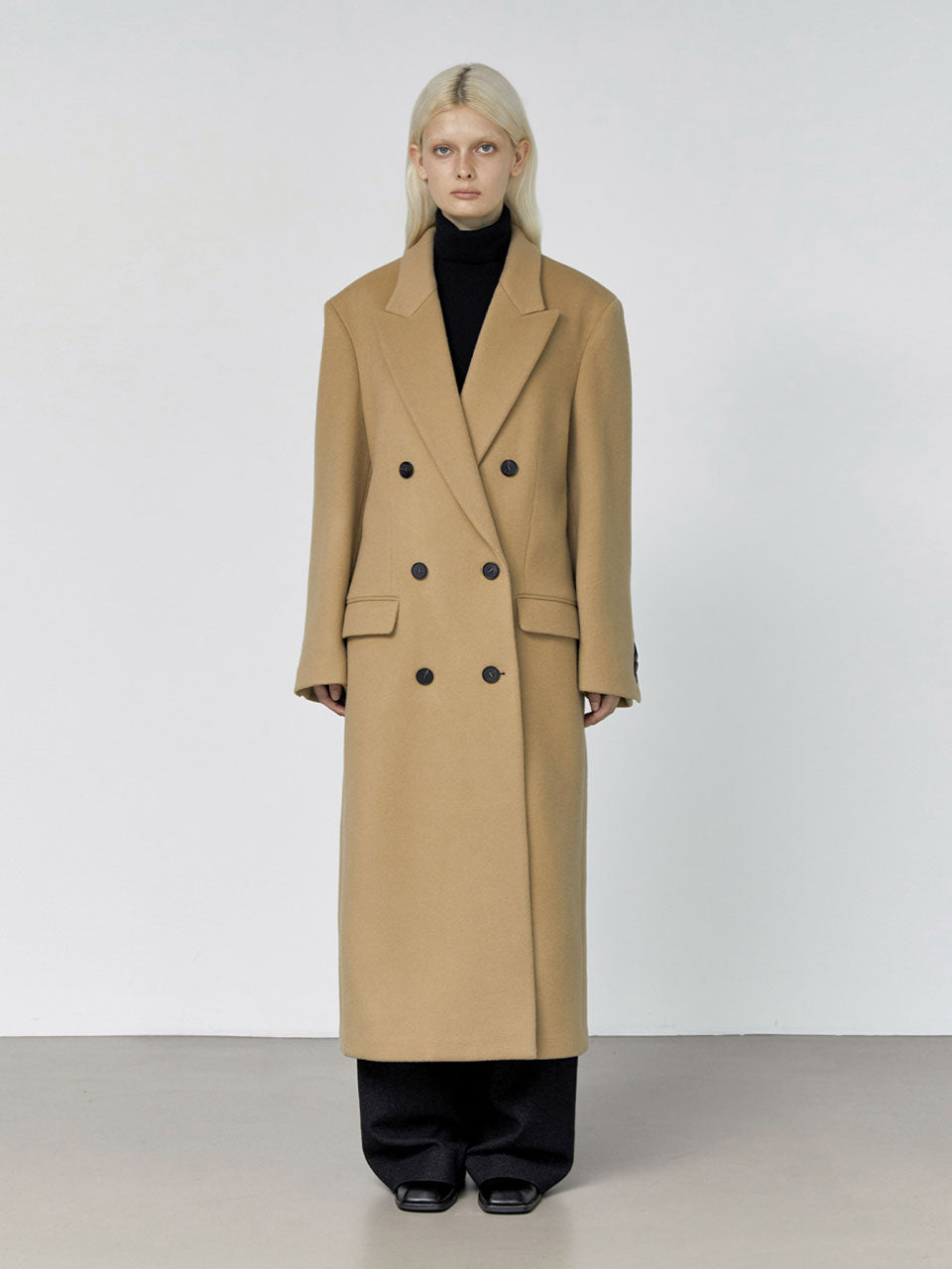 Noman double breasted cashmere coat camel - fasfas