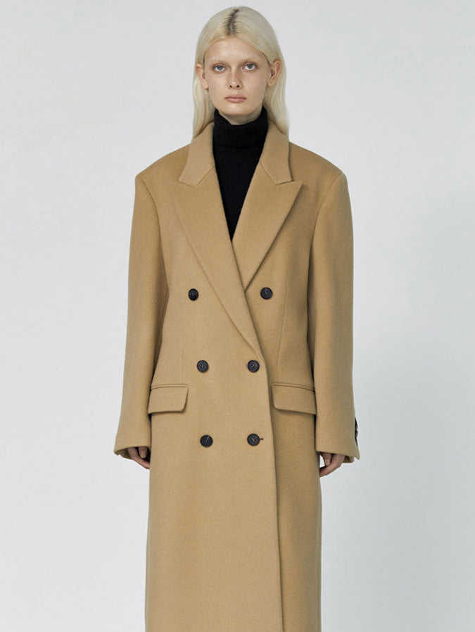Noman double breasted cashmere coat camel - fasfas