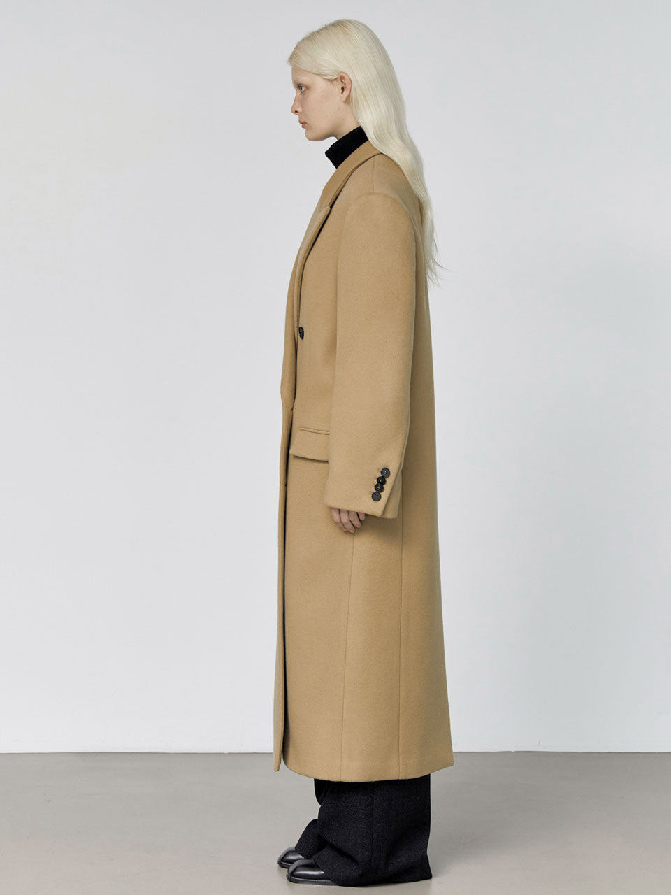 Noman double breasted cashmere coat camel - fasfas