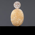 Oval beige druzy agate earrings(clip-on-option) - fasfas