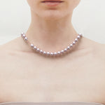 Lilac pastel purple pearl necklace (8mm) - fasfas