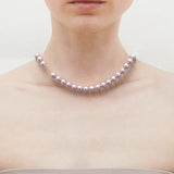 Lilac pastel purple pearl necklace (8mm) - fasfas
