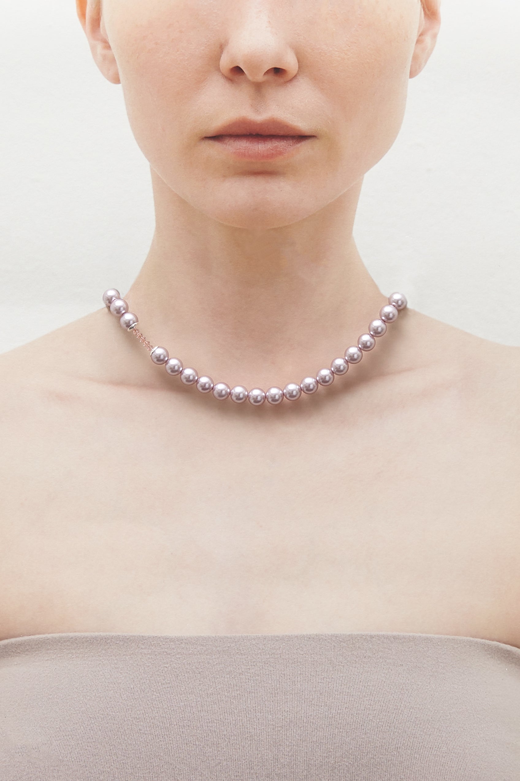 Lilac pastel purple pearl necklace (8mm) - fasfas