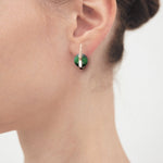 Green tiger eyes oval hoop earrings - fasfas