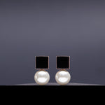 Dual onyx 10mm white pearl earrings(clip-on earrings) - fasfas
