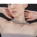 Mookaite grey mesh choker necklace - fasfas