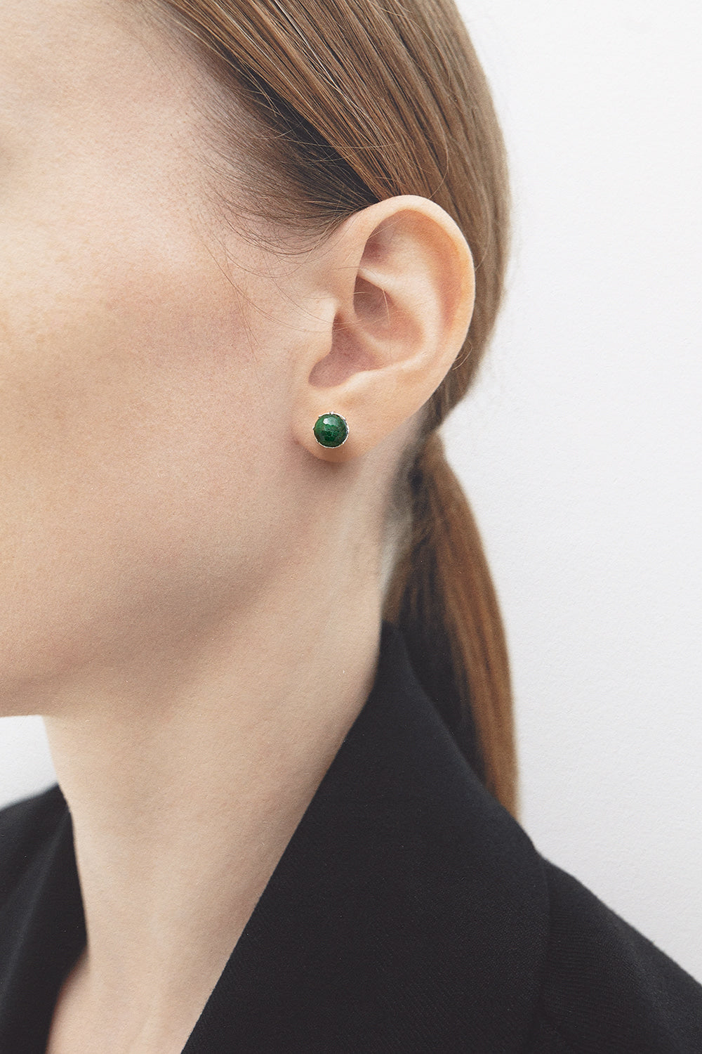8mm green jade core earrings(clip-on–option) - fasfas