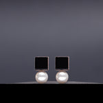 Dual onyx 8mm white pearl earrings(clip-on earrings) - fasfas