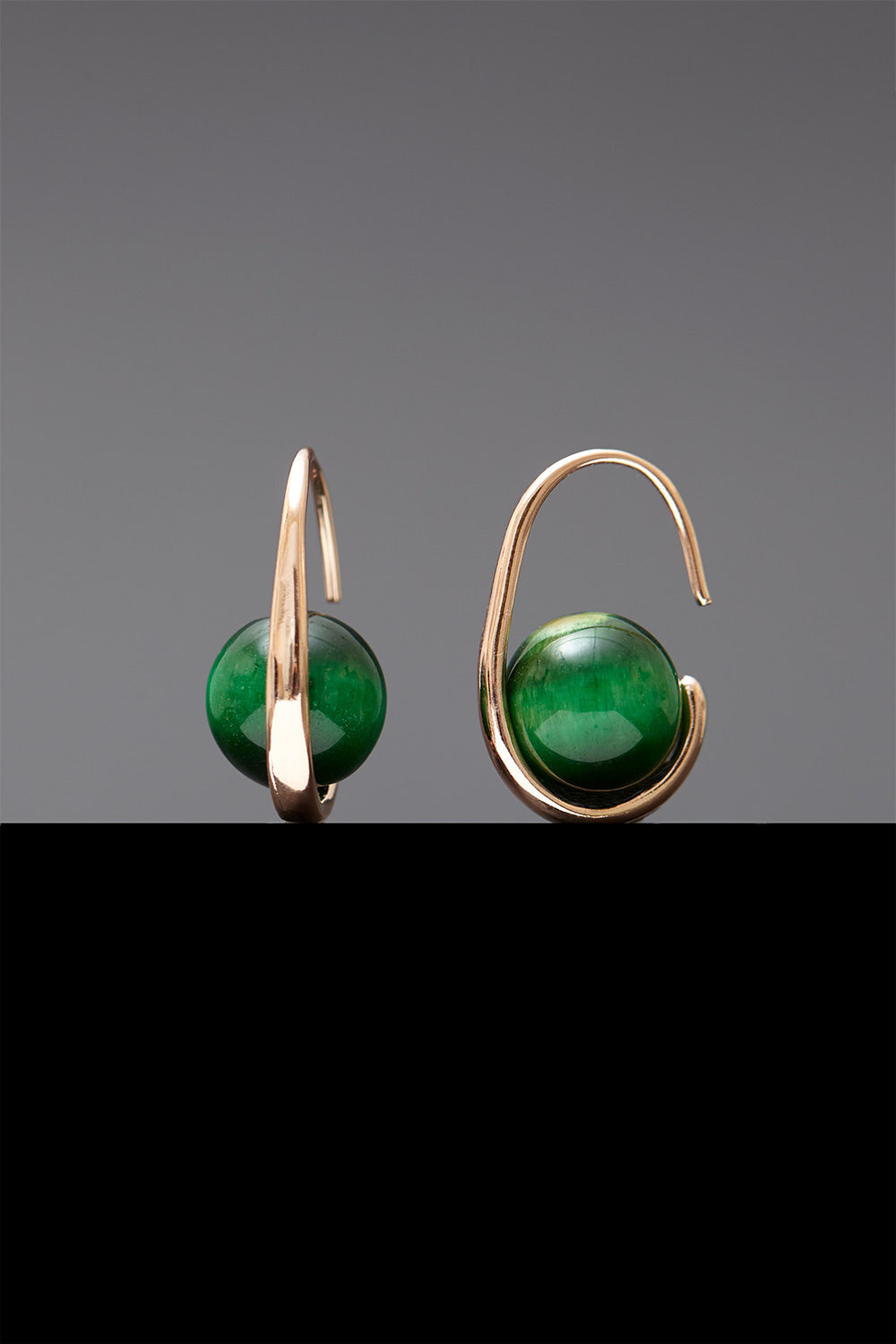 Green tiger eyes oval hoop earrings - fasfas