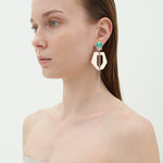 Geometric funky earrings yellow(clip-on earrings) - fasfas