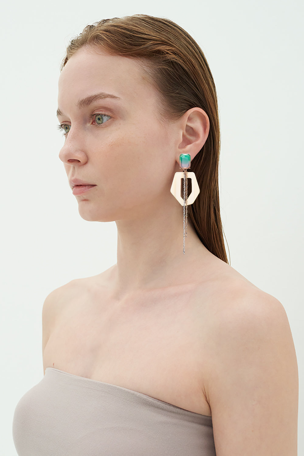 Geometric funky earrings yellow(clip-on earrings) - fasfas