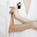 Druzy agate modernity brooch beige - fasfas